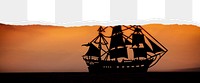 Sail ship png ripped paper border, transparent background