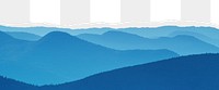 Blue hills png ripped paper border, transparent background