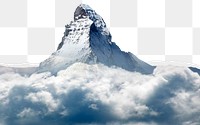 Mountain peak png ripped paper border, transparent background