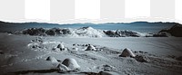 Snowy landscape png ripped paper border, transparent background