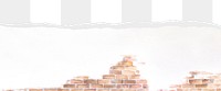 Brown brick png ripped paper border, transparent background