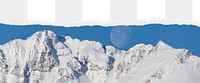 Snowy mountain png ripped paper border, transparent background