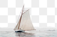 Png Winslow Homer sailboat border, transparent background, remixed by rawpixel.