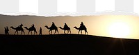 Camel caravan png ripped paper border, transparent background