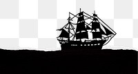 Sail ship png ripped paper border, transparent background