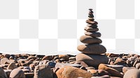 Rock stack png ripped paper border, transparent background