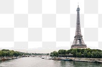Eiffel tower, Paris png ripped paper border, transparent background