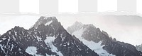 Snowy mountain png ripped paper border, transparent background