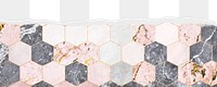 Png luxury hexagon tile, ripped paper border, transparent background