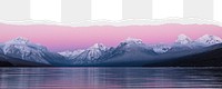 Lake landscape png ripped paper border, transparent background