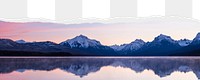 Lake landscape png ripped paper border, transparent background