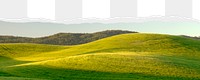 Green hills png ripped paper border, transparent background