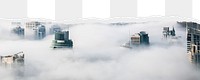 Foggy city png ripped paper border, transparent background