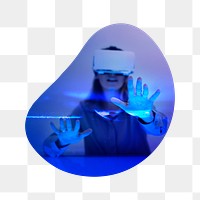 VR technology png badge sticker, entertainment remixed media photo in blob shape, transparent background