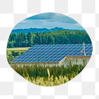 Solar panel png badge sticker, sustainable environment photo in blob shape, transparent background