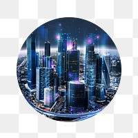 Smart city png badge sticker, futuristic technology remixed media photo, transparent background