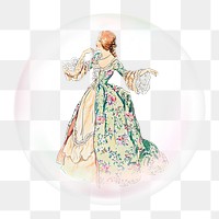 Victorian woman png  bubble sticker, vintage fashion, famous painting by Lillian Causey on transparent background, remixed by rawpixel