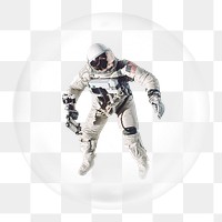 Floating astronaut png sticker, galaxy aesthetic in bubble