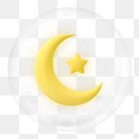 Star and crescent  png sticker, Islamic symbol symbol in bubble, transparent background