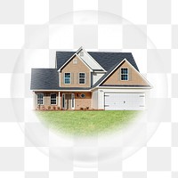 House png sticker, real estate bubble concept art, transparent background