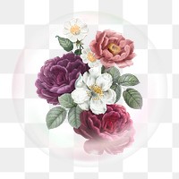 Rose png sticker, flowers in bubble, Spring concept art, transparent background