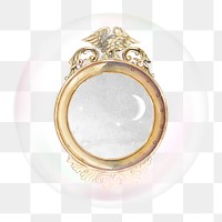 Aesthetic mirror png frame sticker, vintage object in bubble, transparent background