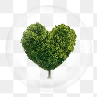 Heart tree png bubble sticker, sustainable environment concept art, transparent background