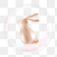 3D bunny png sticker, animal in bubble, transparent background