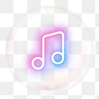 Music note png  sticker, neon icon in bubble, transparent background