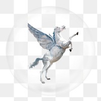 Rearing pegasus png sticker, business finance bubble, transparent background