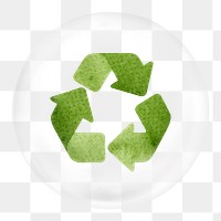 Recycle symbol png sticker, environment icon in bubble, transparent background