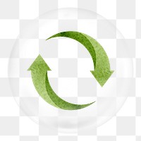 Recycle symbol png sticker, environment icon in bubble, transparent background