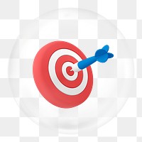 3D bullseye png sticker, business target graphic bubble, transparent background