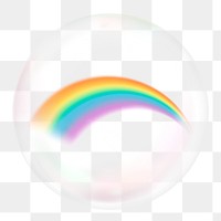 Rainbow png in bubble sticker, weather graphic, transparent background