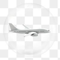 Airplane png sticker, vehicle in bubble, travel graphic, transparent background