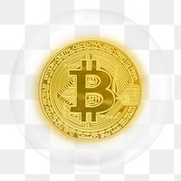 Bitcoin cryptocurrency png sticker, business finance bubble, transparent background