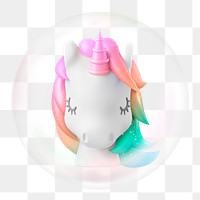 3D unicorn png sticker, startup business bubble, transparent background