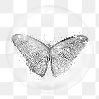 Glittery butterfly png sticker, insect aesthetic bubble, transparent background