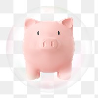 Piggy bank png sticker, financial savings bubble, transparent background