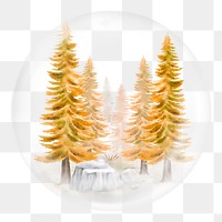 Autumn forest png sticker, watercolor nature illustration in bubble, transparent background