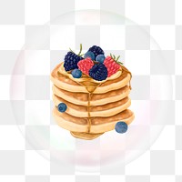 Berry pancakes png sticker, breakfast food in bubble, transparent background