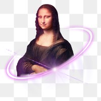 Mona Lisa png, digital art, NFT blockchain technology sticker in transparent background, remixed by rawpixel.