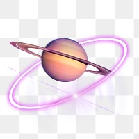 Digital saturn png, outer space technology collage element in transparent background