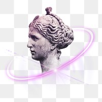 Greek statue png, digital art, NFT blockchain technology sticker in transparent background