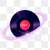 Record vinyl png, vintage music object, technology digital sticker in transparent background