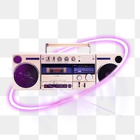 PNG boombox, retro music object, technology digital sticker in transparent background