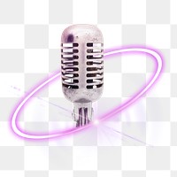 Vintage microphone png, retro music object, technology digital sticker in transparent background