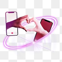 Online dating png, love and technology digital sticker in transparent background