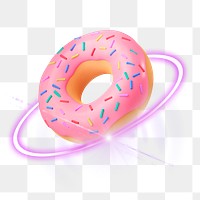 Donut png, 3D digital sticker, technology graphic in transparent background