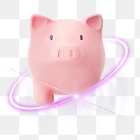 Piggy bank png, 3D digital sticker, technology graphic in transparent background